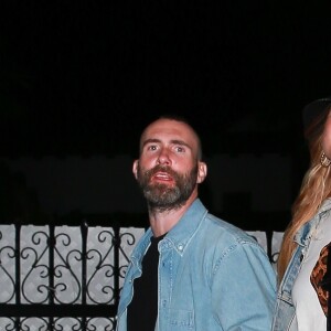 Exclusif - Adam Levine et sa femme Behati Prinsloo ont assisté à la soirée d'anniversaire d'Andrew Watt dans une magnifique demeure du quartier de Beverly Hills à Los Angeles, le 19 octobre 2019.