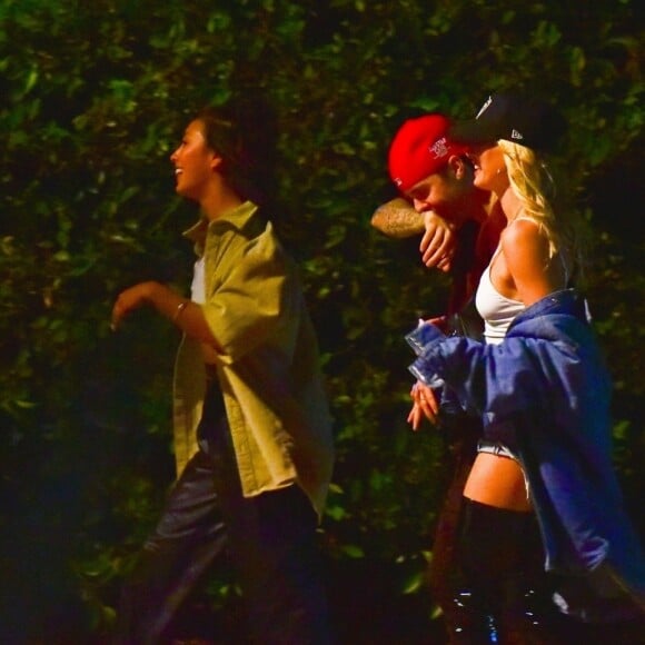 Exclusif - Justin Bieber et sa femme Hailey Baldwin Bieber ont assisté à la soirée d'anniversaire d'Andrew Watt dans une magnifique demeure du quartier de Beverly Hills à Los Angeles, le 19 octobre 2019.