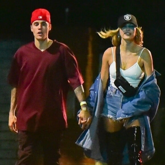 Exclusif - Justin Bieber et sa femme Hailey Baldwin Bieber ont assisté à la soirée d'anniversaire d'Andrew Watt dans une magnifique demeure du quartier de Beverly Hills à Los Angeles, le 19 octobre 2019.