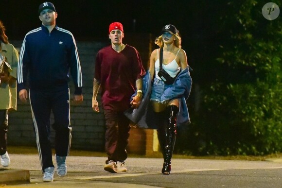 Exclusif - Justin Bieber et sa femme Hailey Baldwin Bieber ont assisté à la soirée d'anniversaire d'Andrew Watt dans une magnifique demeure du quartier de Beverly Hills à Los Angeles, le 19 octobre 2019.