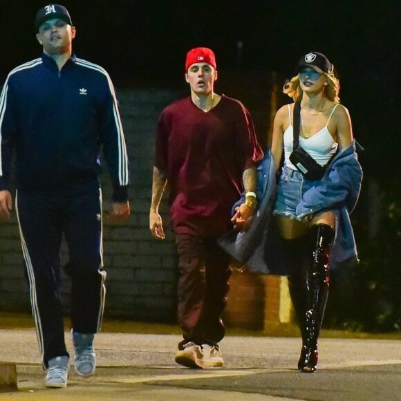 Exclusif - Justin Bieber et sa femme Hailey Baldwin Bieber ont assisté à la soirée d'anniversaire d'Andrew Watt dans une magnifique demeure du quartier de Beverly Hills à Los Angeles, le 19 octobre 2019.