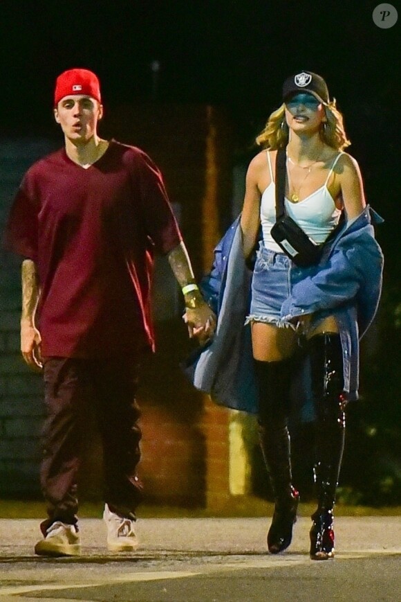Exclusif - Justin Bieber et sa femme Hailey Baldwin Bieber ont assisté à la soirée d'anniversaire d'Andrew Watt dans une magnifique demeure du quartier de Beverly Hills à Los Angeles, le 19 octobre 2019.
