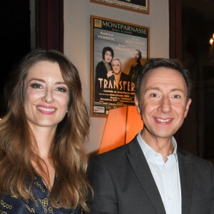 Exclusif - Diane Ducret, Stéphane Bern, Jérémie Lippmann (metteur en scène du spectacle) et sa compagne Sidney Carron - People à la première du spectacle de Stéphane Bern, "Vous n'aurez pas le dernier mot" au Théâtre Montparnasse à Paris. Le 14 octobre 2019 © Coadic Guirec / Bestimage