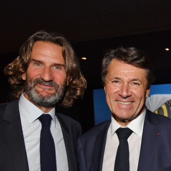 Frédéric Beigbeder et Christian Estrosi, le maire de Nice, durant la soirée d'ouverture de la 1ere éditon du Festival Ciné Roman à Nice le 23 octobre 2019. © Bruno Bebert/Bestimage