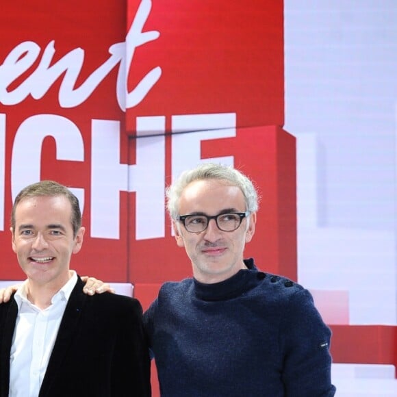 Exclusif - François Morel, Hélène Gateau, Alain Souchon, Michel Drucker, Franck Ferrand, et Vincent Delerm - Enregistrement de l'émission "Vivement Dimanche" présentée par Michel Drucker et diffusée le 27 octobre 2019 sur France 2. Le 21 octobre 2019 © Guillaume Gaffiot/Bestimage