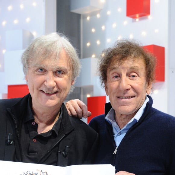 Exclusif - Plantu et Alain Souchon - Enregistrement de l'émission "Vivement Dimanche" présentée par Michel Drucker et diffusée le 27 octobre 2019 sur France 2. Le 21 octobre 2019 © Guillaume Gaffiot/Bestimage