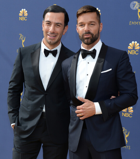 Ricky Martin et son mari Jwan Yosef au 70ème Primetime Emmy Awards au théâtre Microsoft à Los Angeles, le 17 septembre 2018