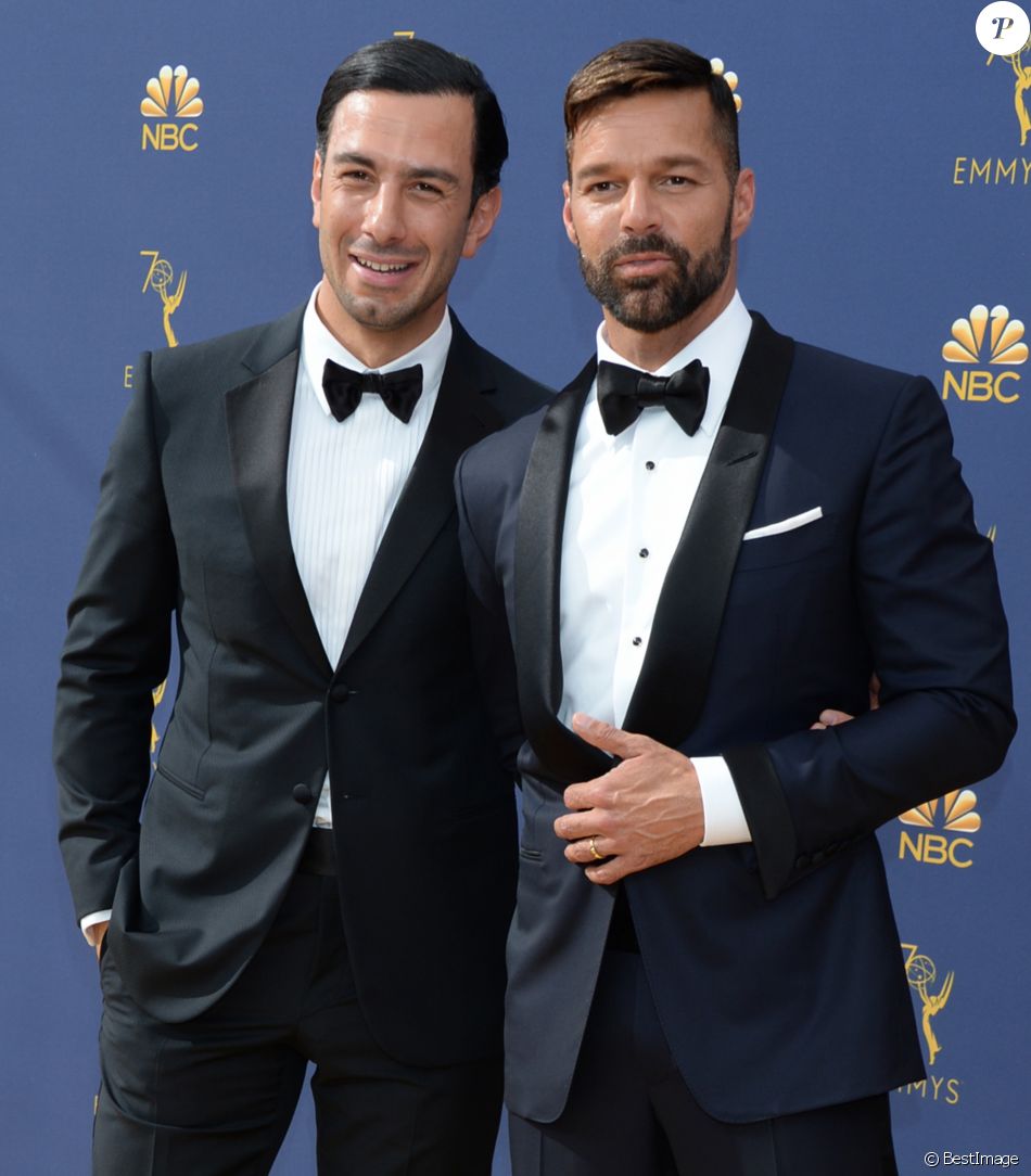 Ricky Martin et son mari Jwan Yosef au 70ème Primetime Emmy Awards au théâtre Microsoft à Los Angeles, le 17 septembre 2018