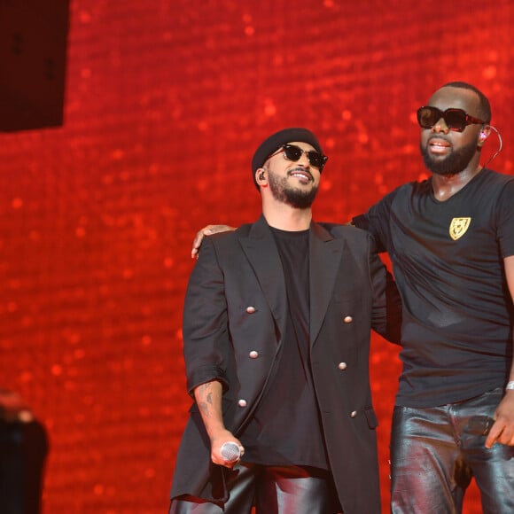 Slimane et Maitre Gims en concert au Stade de France à Saint-Denis le 28 septembre 2019. © Giancarlo Gorassini / Bestimage