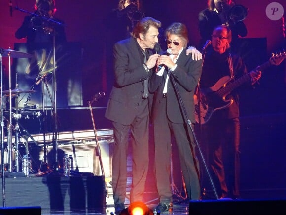 Johnny Hallyday et Jacques Dutronc - Premier concert "Les Vieilles Canailles" au POPB de Paris-Bercy à Paris, du 5 au 10 novembre 2014.