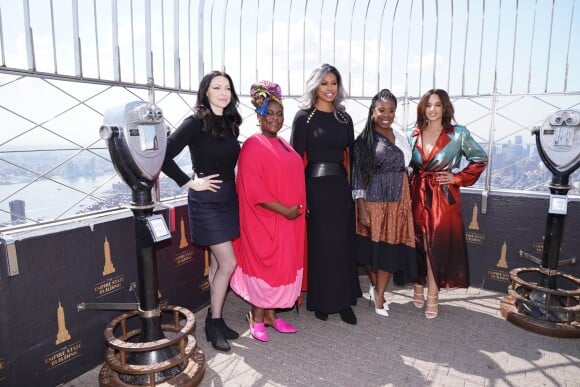 Danielle Brooks, Laverne Cox, Uzo Aduba, Laura Prepon et Dascho Polanco - Le casting de "Orange is the New Black" illumine l'Empire State Building à New York, le 26 juillet 2019.