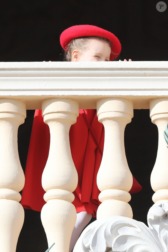 La princesse Gabriella - La famille princière de Monaco au balcon du palais lors de la Fête nationale monégasque à Monaco. Le 19 novembre 2019 © Dominique Jacovides / Bestimage