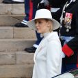 La princesse Charlène de Monaco - La famille princière de Monaco arrive à la cathédrale Notre-Dame-Immaculée lors de la fête Nationale monégasque à Monaco le 19 novembre 2019. © Dominique Jacovides/Bestimage
