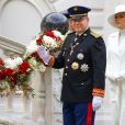 La princesse Charlène de Monaco, le prince Albert II de Monaco - La famille princière de Monaco dans la cour du palais lors de la fête Nationale monégasque à Monaco le 19 novembre 2019. © Olivier Huitel/Pool Monaco/Bestimage