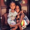 Megaa et sa petite soeur Amei, les deux enfants d'Omarion et son ex-compagne Apryl Jones. Juillet 2019.