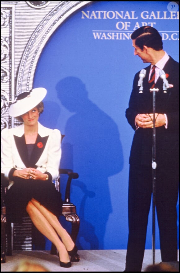 Diana et le prince Charles lors de leur visite à Washington en 1985.