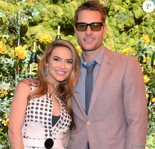 Justin Hartley et sa femme Chrishell Stause au photocall de la 10e édition de la soirée "Veuve Clicquot Polo Classic" à Los Angeles, le 5 octobre 2019.