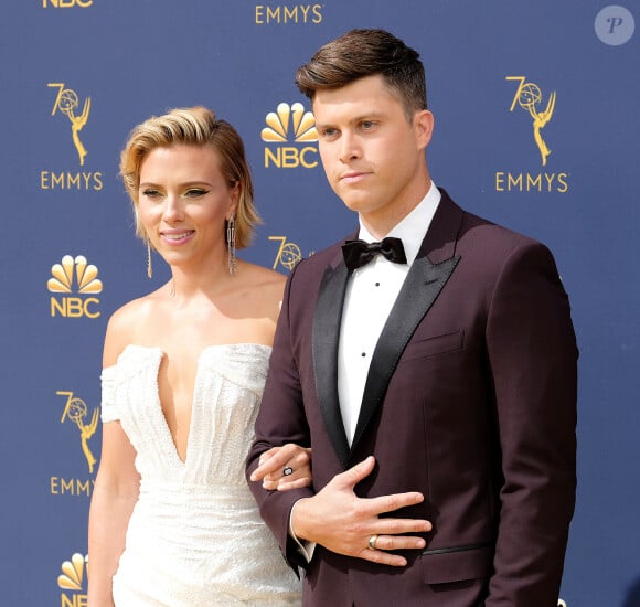 Scarlett Johansson et Colin Jost People au 70e Primetime Emmy Awards au théâtre Microsoft à Los Angeles le 17 septembre 2018.