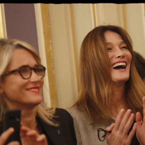 Exclusif - Céline Boulay-Espéronnier, Carla Bruni-Sarkozy, Jérémy Redler - Nicolas Sarkozy se voit décerner le 13e Prix Edgar Faure, lors d'une cérémonie organisée à la mairie du XVIème arrondissement. Paris le 12 novembre 2019. © Alain Guizard/Bestimage