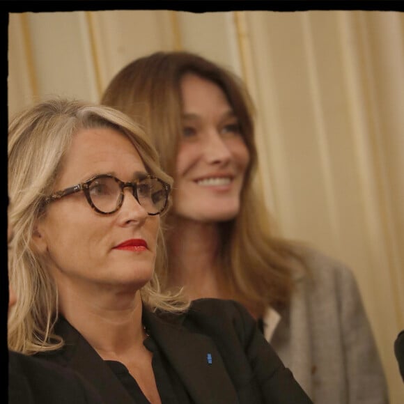 Exclusif - Céline Boulay-Espéronnier, Carla Bruni-Sarkozy - Nicolas Sarkozy se voit décerner le 13e Prix Edgar Faure, lors d'une cérémonie organisée à la mairie du XVIème arrondissement. Paris le 12 novembre 2019. © Alain Guizard/Bestimage