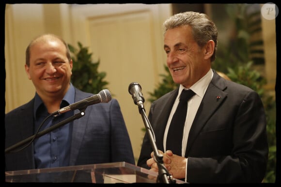 Exclusif - Nicolas Sarkozy, Rodolphe Oppenheimer - Nicolas Sarkozy se voit décerner le 13e Prix Edgar Faure, lors d'une cérémonie organisée à la mairie du XVIème arrondissement. Paris le 12 novembre 2019. © Alain Guizard/Bestimage