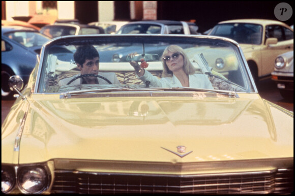 Al Pacino et Michelle Pfeiffer sur le tournage du film "Scarface" en 1983