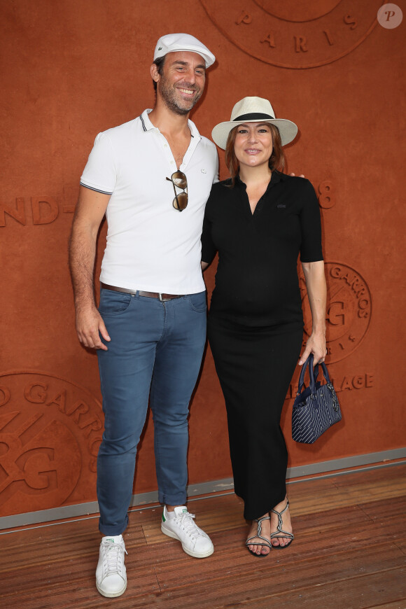 Shirley Bousquet, enceinte et son compagnon Charles au village des Internationaux de France de Tennis de Roland Garros à Paris le 3 juin 2018. © Dominique Jacovides-Cyril Moreau / Bestimage