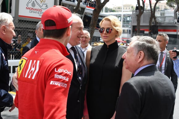 Charles Leclerc, le prince Albert II de Monaco, la princesse Charlene de Monaco, Jean Todt - People lors du 77 ème Grand Prix de Formule 1 de Monaco le 26 Mai 2019.