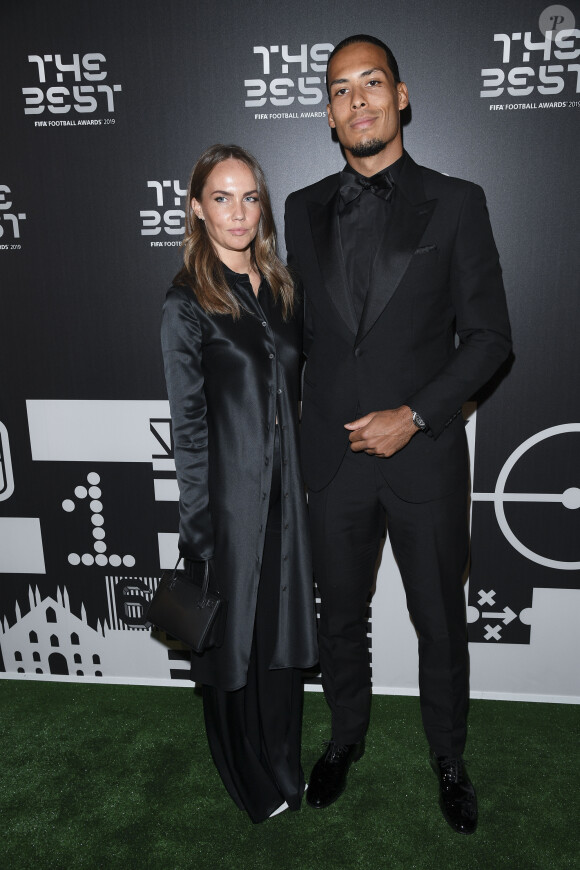 Virgil van Dijk et sa femme Rike Nooitgedagt - Les célébrités arrivent à la cérémonie des Trophées Fifa "The Best" 2019 à la Scala à Milan, Italie le 23 septembre 2019. © Pierre Perusseau/Bestimage