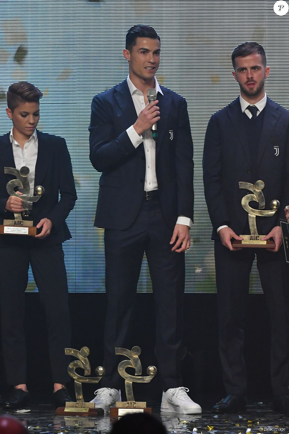 Manuela Giugliano, Cristiano Ronaldo, Miralem Pjanic - Cérémonie du &quot;Gran Gala del Calcio&quot; à Milan en Italie le 2 décembre 2019.