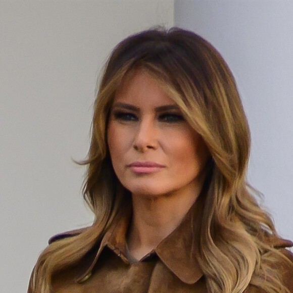 Le president D. J. Trump et sa femme la première dame Melania Trump - Le president D. J. Trump gracie la dinde de Thanksgiving dans le jardin rose (Rose Garden) de la Maison Blanche à Washington, DC, le 26 novembre 2019
