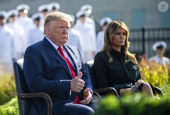 La président des Etats-Unis Donald Trump et la première dame, Melania Trump - Donald Trump participe à la 18 ème cérémonie de commémoration de l'attaque terroriste du 11 septembre au Pentagone à Arlington (Virginie), le 11 septembre 2019.