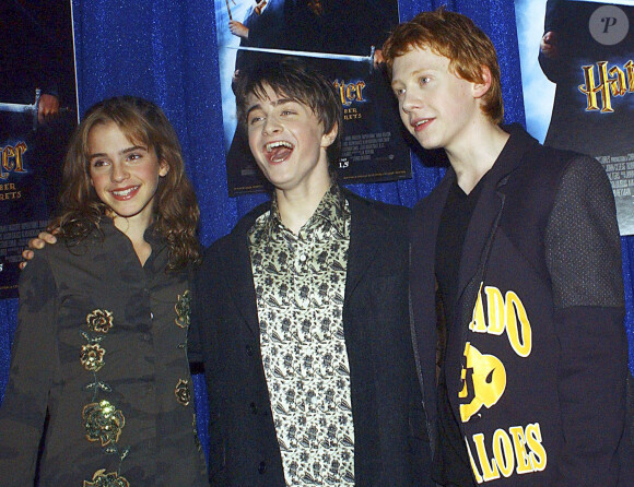 Emma Watson, Daniel Radcliffe et Rupert Grint à la première du film "Harry Potter et la chambre des secrets" à New York, en 2002.