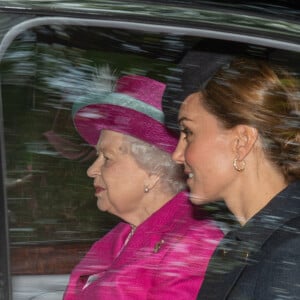 La reine Elisabeth II d'Angleterre, Catherine Kate Middleton, duchesse de Cambridge - Les membres de la famille royale se rendent à la messe à Ballater le 25 août 2019.