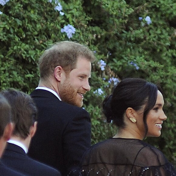 Meghan Markle (en robe Valentino) et le prince Harry - Mariage de la styliste Misha Nonoo à Rome, le 20 septembre 2019.