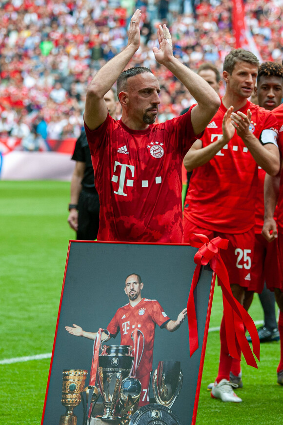 Franck Ribéry - Franck Ribéry célèbre le titre de champion d'allemagne et son dernier match sous les couleurs du Bayern de Munich le 18 Mai 2019.