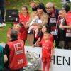 Franck Ribéry entouré de toute sa famille , sa femme Wahiba et de ses 5 enfants Hizya, Shakinez, Seïf Islam et Mohammed et Keltoum - Franck Ribéry célèbre le titre de champion d'Allemagne et son dernier match sous les couleurs du Bayern de Munich le 18 Mai 2019 à Munich.