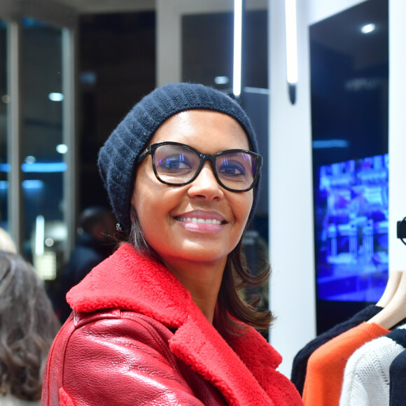Exclusif - Karine Le Marchand lors de l'inauguration de la boutique flagship "Kujten" (marque française spécialisée dans le cachemire), située avenue Victor Hugo à Paris, le 27 novembre 2019. © Rachid Bellak/Bestimage