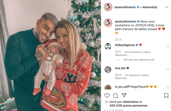 Jessica Thivenin, Thibault Garcia et Maylone fêtent Noël sur Instagram le 25 décembre 2019.