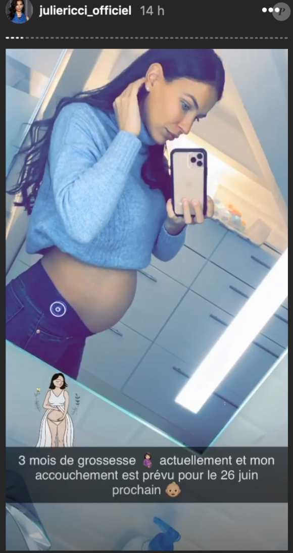 Julie Ricci révèle la date de son accouchement - Instagram Story, 25 décembre 2019