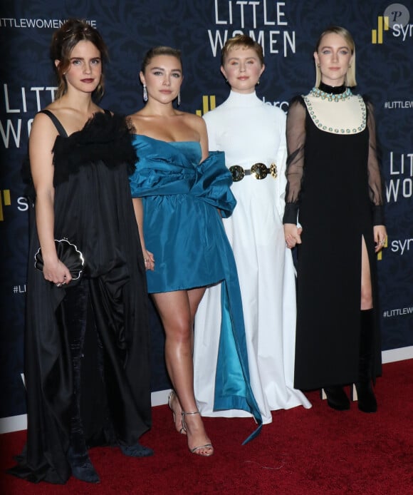 Emma Watson, Saorise Ronan, Florence Pugh, Eliza Scanlan à la première de Little Women au Musée d'Art moderne à New York, le 7 décembre 2019.