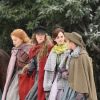 Exclusif - Emma Watson, Florence Pugh, Saoirse Ronan et Eliza Scanlen sur le tournage du film Little Women (Quatre Filles du Docteur March) dans les rues de Haward. Le 5 novembre 2018.