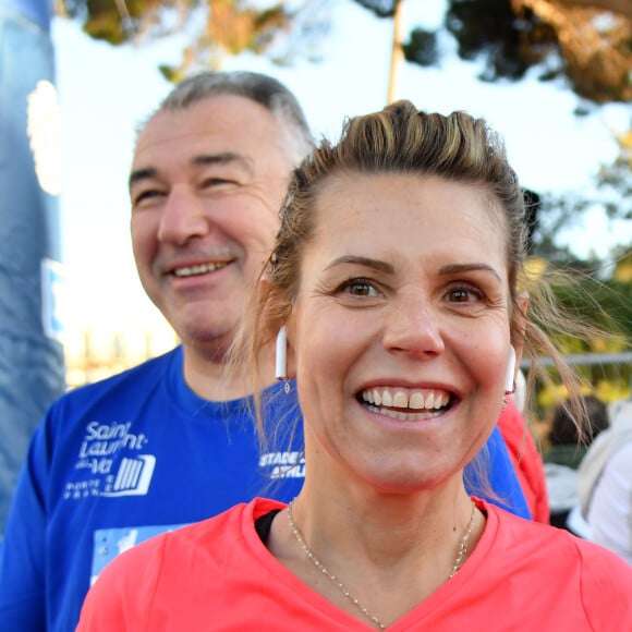 Christian Estrosi, le maire de Nice, et sa femme, Laura Tenoudji Estrosi participent à la 21ème édition de la Prom Classic, 10 kilomètres de course à pied, sur la Promenade des Anglais à Nice, France, le 5 janvier 2020. Début d'année sportif pour le couple Estrosi qui a bouclé les 10 kilomètres du parcours en 1h et 15 minutes. C'est Laura qui a donné le départ de la catégorie Handisport. © Bruno Bébert/Bestimage