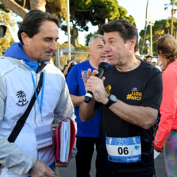 Christian Estrosi, le maire de Nice, et sa femme, Laura Tenoudji Estrosi participent à la 21ème édition de la Prom Classic, 10 kilomètres de course à pied, sur la Promenade des Anglais à Nice, France, le 5 janvier 2020. Début d'année sportif pour le couple Estrosi qui a bouclé les 10 kilomètres du parcours en 1h et 15 minutes. C'est Laura qui a donné le départ de la catégorie Handisport. © Bruno Bébert/Bestimage