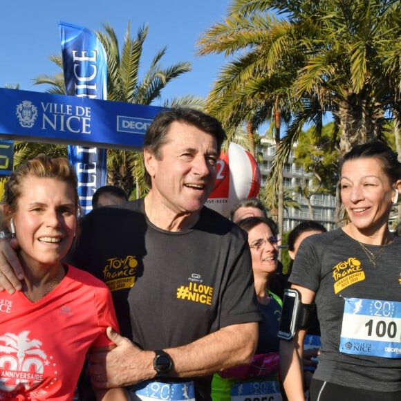 Christian Estrosi, le maire de Nice, et sa femme, Laura Tenoudji Estrosi participent à la 21ème édition de la Prom Classic, 10 kilomètres de course à pied, sur la Promenade des Anglais à Nice, France, le 5 janvier 2020. Début d'année sportif pour le couple Estrosi qui a bouclé les 10 kilomètres du parcours en 1h et 15 minutes. C'est Laura qui a donné le départ de la catégorie Handisport. © Bruno Bébert/Bestimage