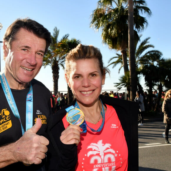 Christian Estrosi, le maire de Nice, et sa femme, Laura Tenoudji Estrosi participent à la 21ème édition de la Prom Classic, 10 kilomètres de course à pied, sur la Promenade des Anglais à Nice, France, le 5 janvier 2020. Début d'année sportif pour le couple Estrosi qui a bouclé les 10 kilomètres du parcours en 1h et 15 minutes. C'est Laura qui a donné le départ de la catégorie Handisport. © Bruno Bébert/Bestimage05/01/2020 - Nice