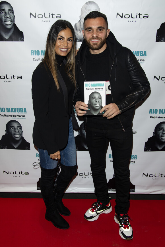 Exclusif - Marvin Martin et sa femme Sonia - Soirée de lancement du livre de Rio Mavuba "Capitaine de ma vie. L'exil, le foot, les Bleus" au restaurant NoLita Ristorante e Enoteca à Paris, France, le 14 novembre 2018. © Pierre Perusseau/Bestimage