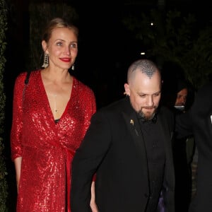 Cameron Diaz et son mari Benji Madden - Les célébrités quittent la soirée qui est censé être le mariage de Gwyneth Paltrow et de son fiancé Brad Falchuk à Los Angeles le 14 avril 2018.