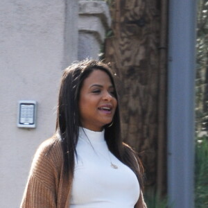 Christina Milian, enceinte, avec son compagnon M.Pokora et sa fille, à Los Angeles, Californie, Etats-Unis, le 7 janvier 2020.