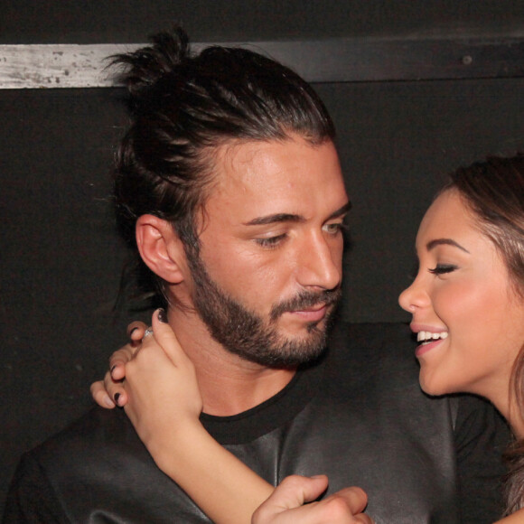 Exclusif -  Nabilla Benattia et son compagnon Thomas Vergara font la fete au Nice Club de Dour en Belgique, le 8 novembre 2013.